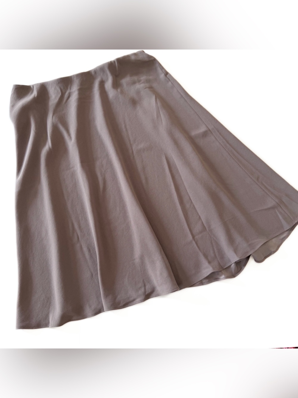 Spanx Skirt Womens XL Taupe Smoke Asymmetric Crepe Midi New - Picture 3 of 6